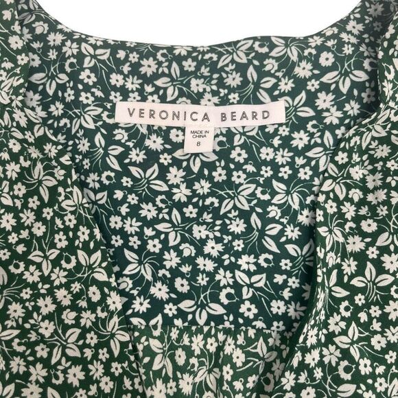 Veronica Beard Womens Marla Silk Floral Ruched Ruffled Mini Dress Green Size 8 - Picture 14 of 14